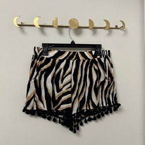 Trina Turk Black and Tan Zebra Print High Waist Shorts